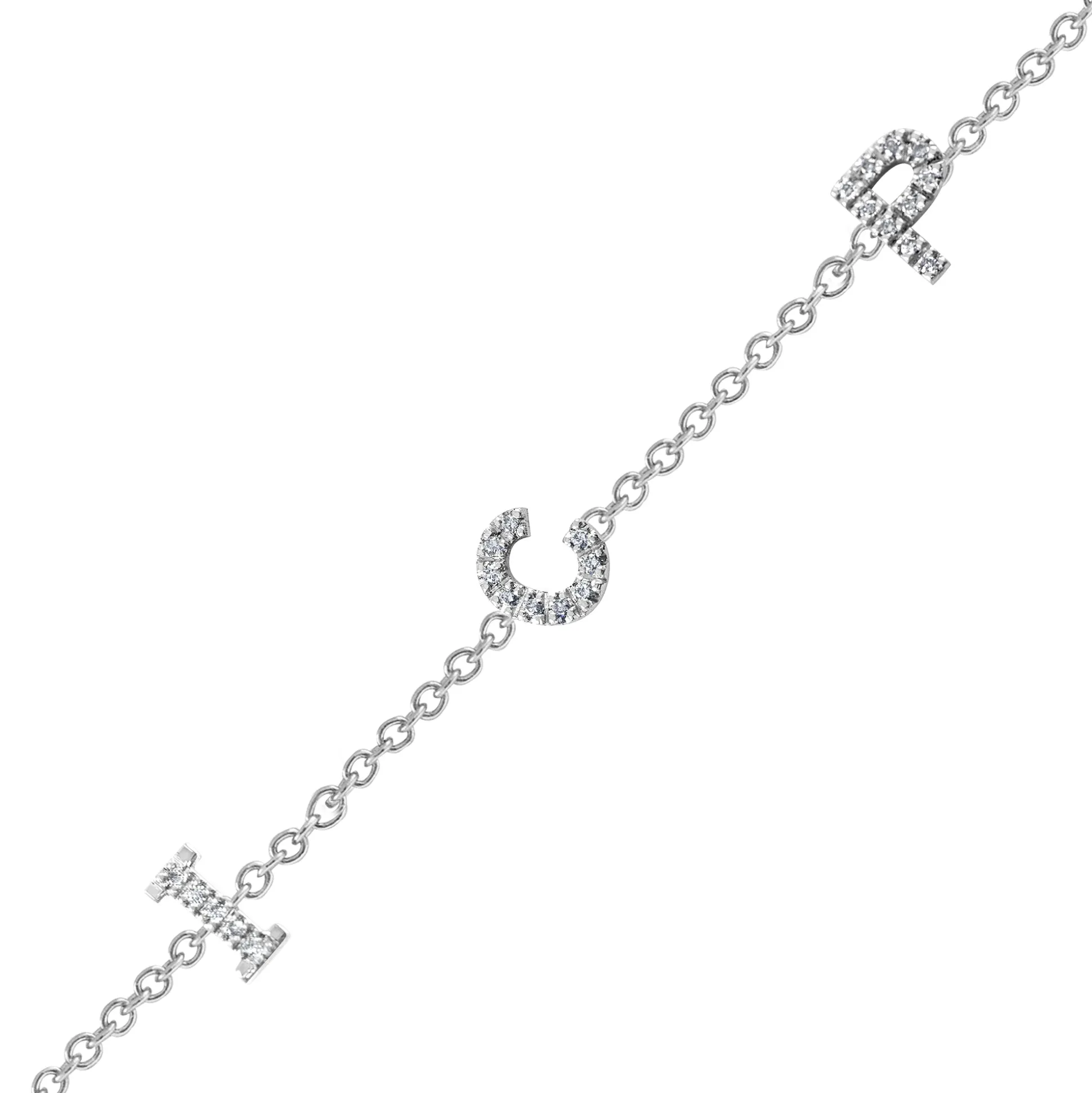 Brazalete Tres letras Diamantes Mini