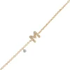Brazalete Una letra con Diamante perforado