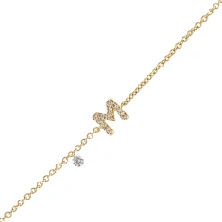 Brazalete Una letra con Diamante perforado