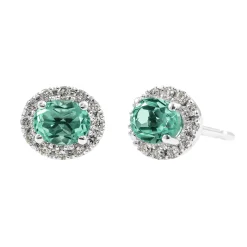 Pendiente rosetón oval Diamantes